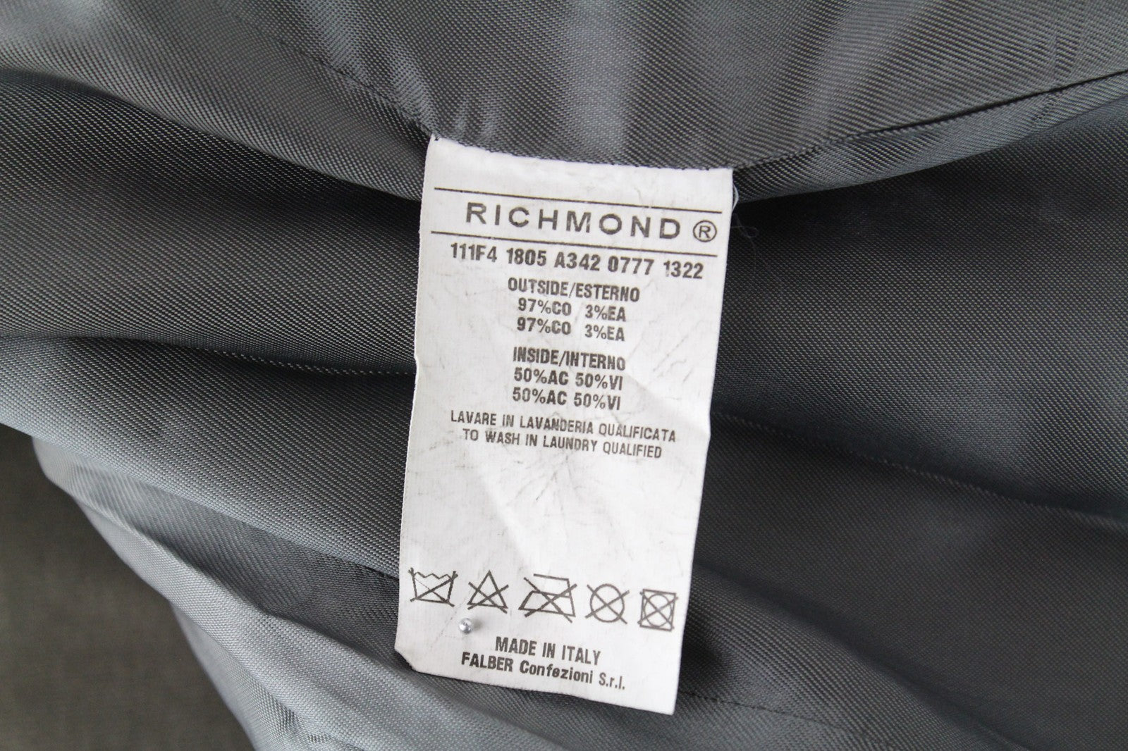 RICHMOND Men's Jacket 48 Green Stretch Cotton Casual Lined