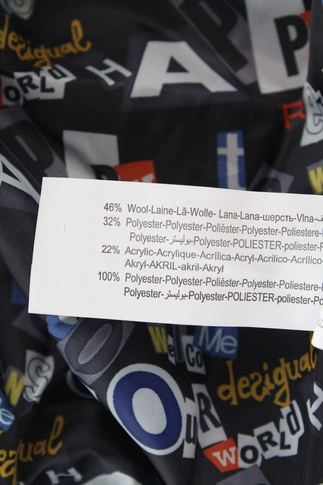 DESIGUAL Women's Jacket 42 Blue Wool Blend Check Short Sleeve Casual