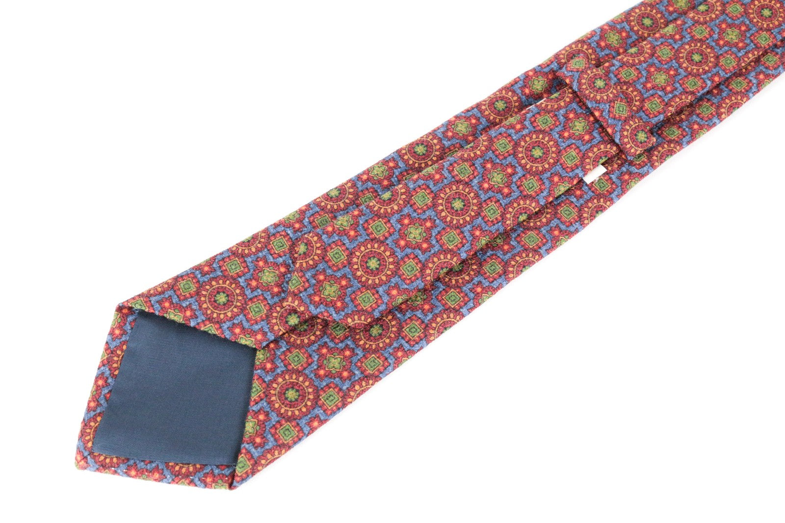 SUITSUPPLY Men's Tie ~150x8.5 Red Blue Pattern Wool Silk Pointed End