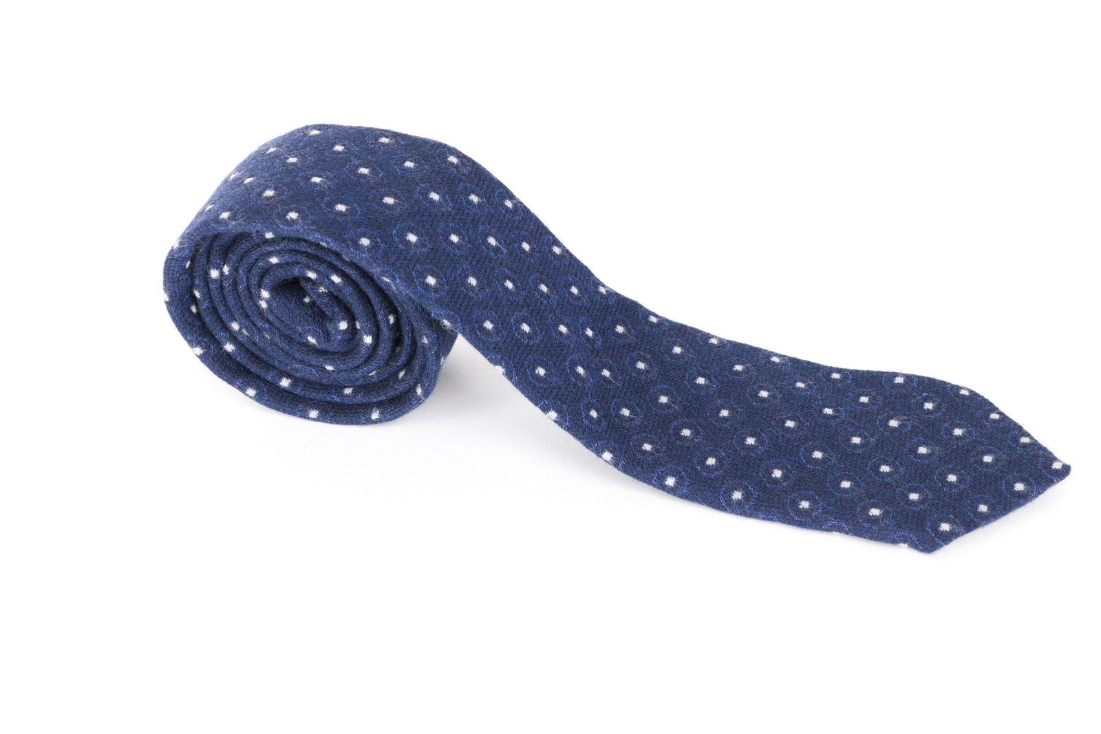 SUITSUPPLY Men's Tie 150x8 Blue Wool Silk Blend Pattern Point End Neckwear
