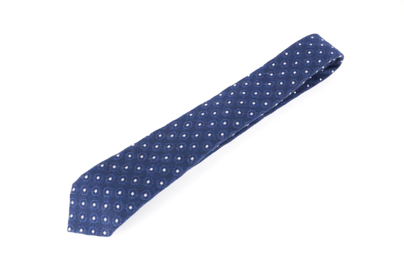 SUITSUPPLY Men's Tie 150x8 Blue Wool Silk Blend Pattern Point End Neckwear