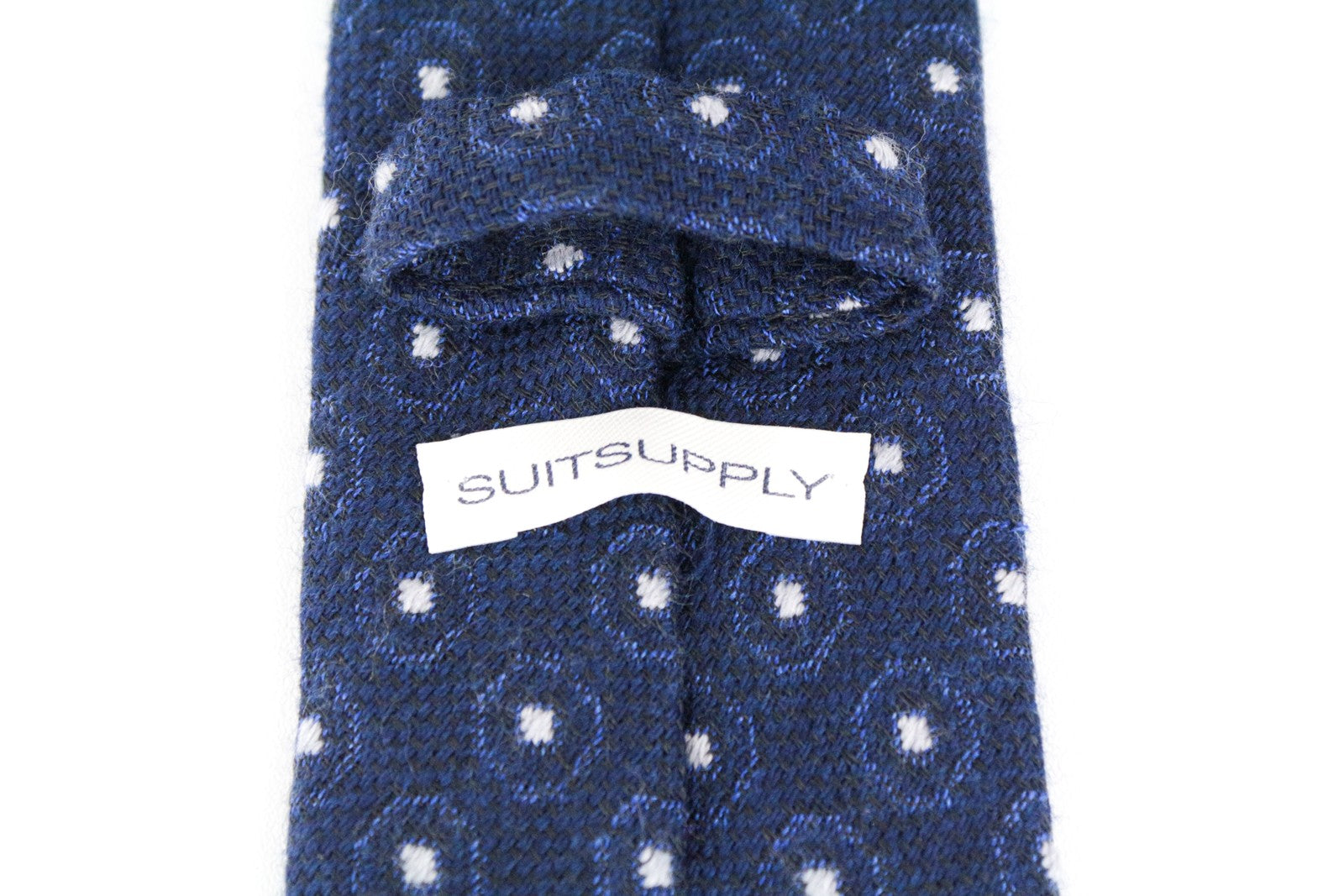 SUITSUPPLY Men's Tie 150x8 Blue Wool Silk Blend Pattern Point End Neckwear
