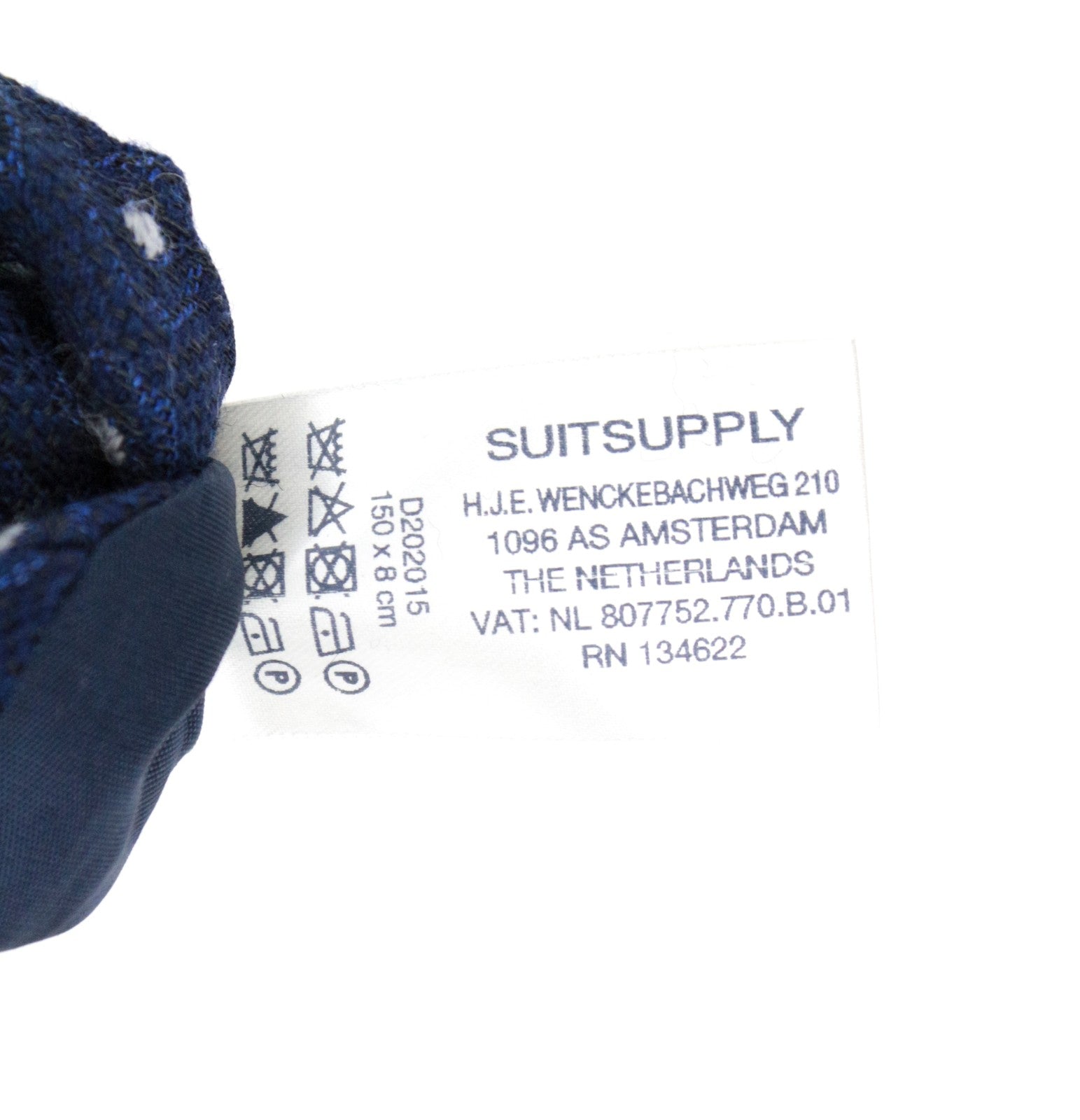 SUITSUPPLY Men's Tie 150x8 Blue Wool Silk Blend Pattern Point End Neckwear