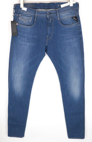 REPLAY Anbass Men's W32/L36 Slim Stretch Cotton Blend Blue Jeans