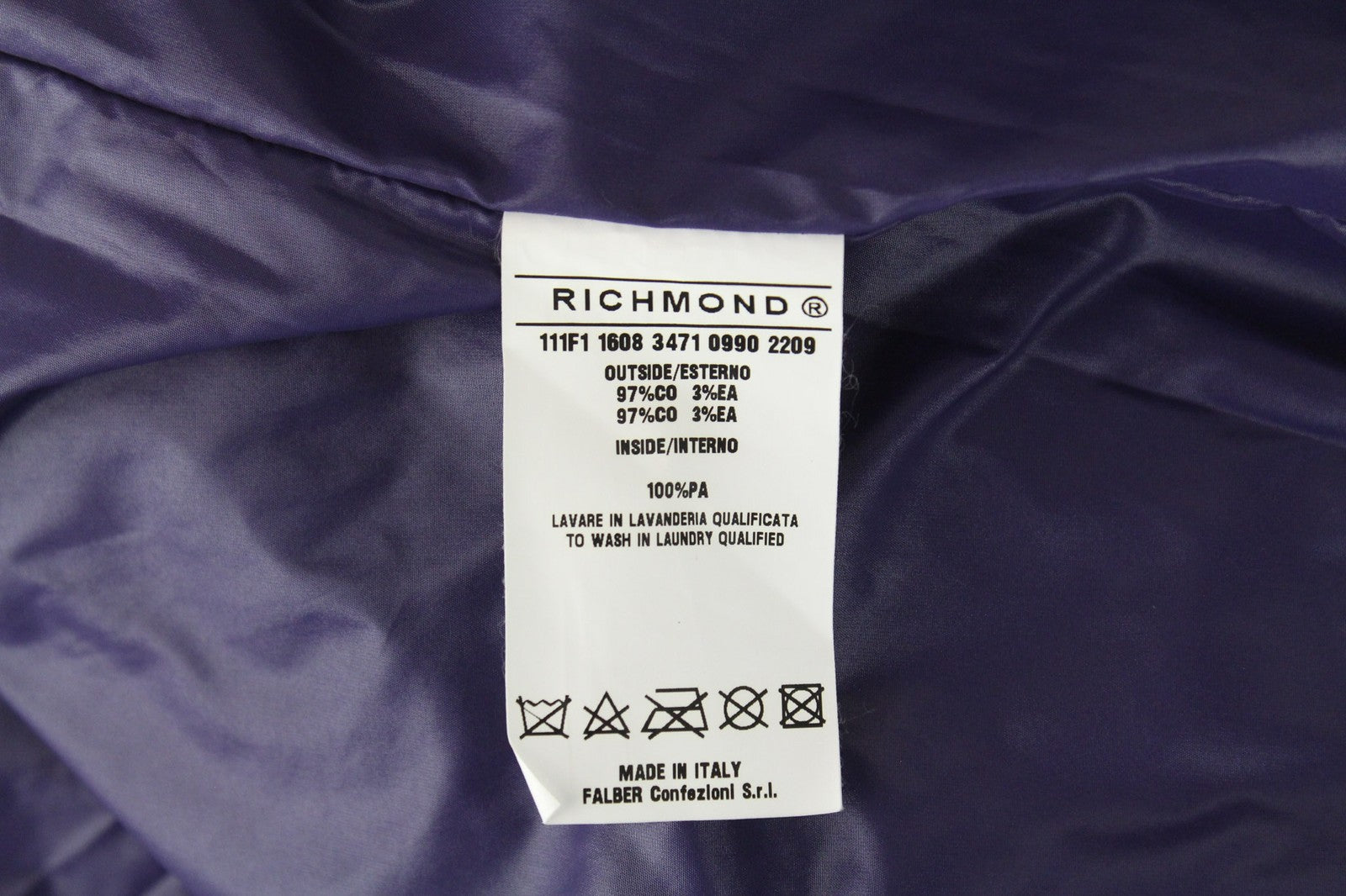 RICHMOND Men's Jacket 48 Navy Stretch Cotton Spread Collar