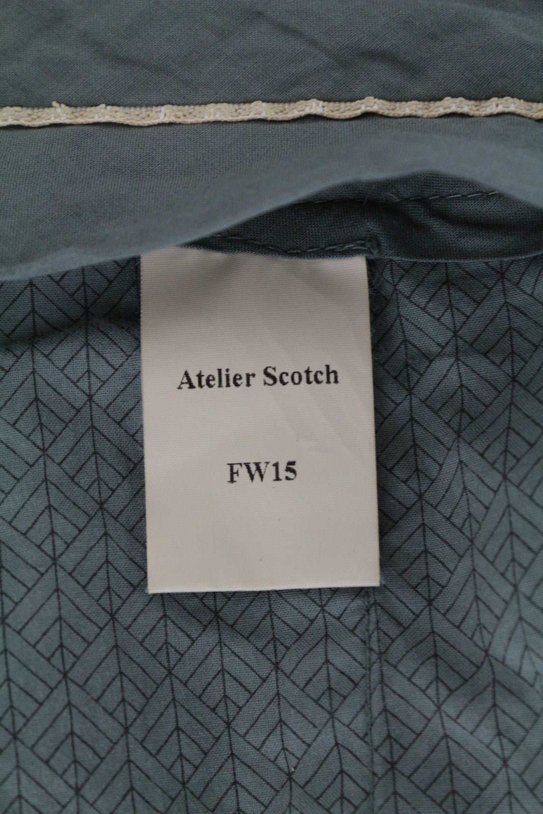 SCOTCH & SODA Atelier Men's W35/L30 Skinny Green Patterned Trousers