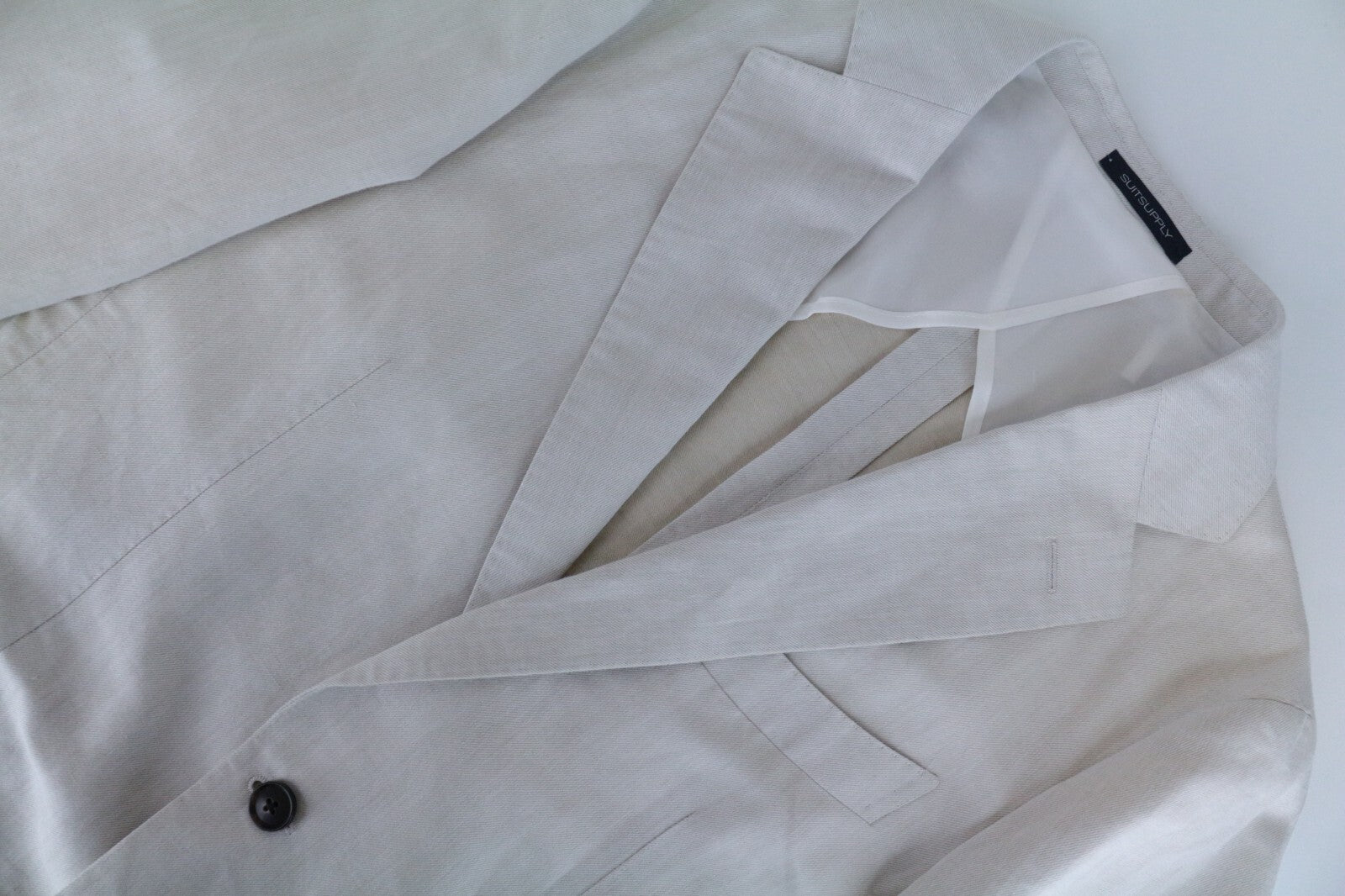 SUITSUPPLY La Spalla Men's UK38L Beige Cotton Linen Blend 2-Piece Suit