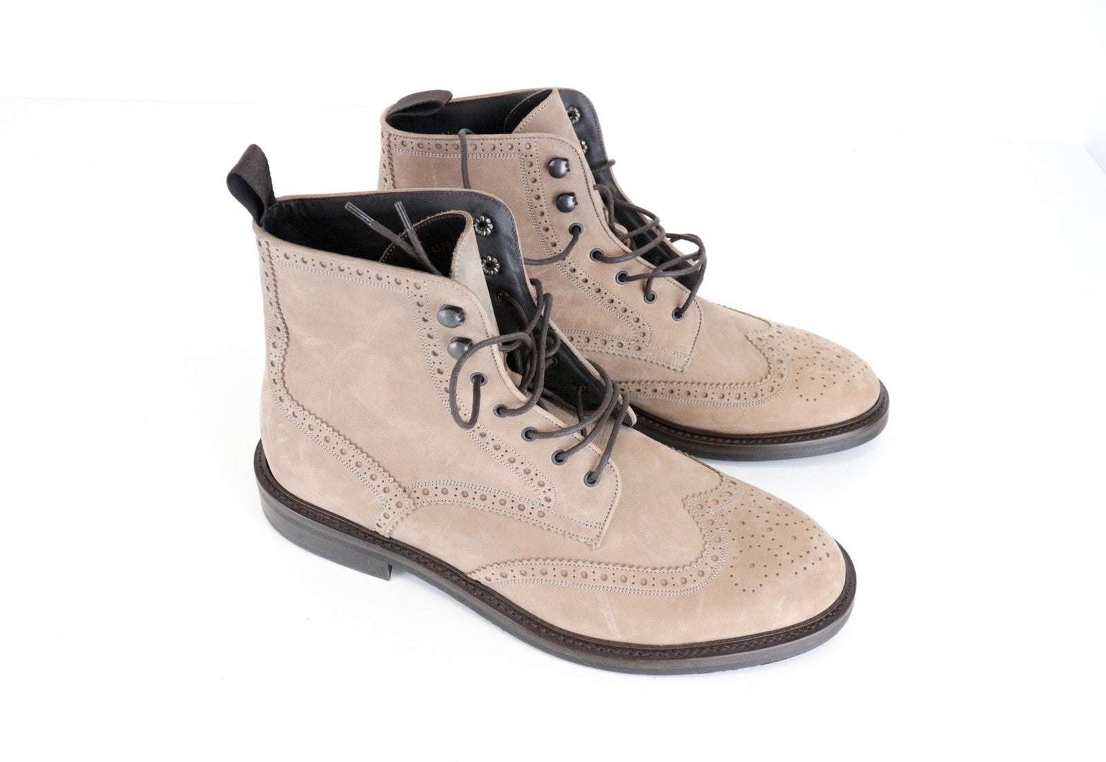 SUITSUPPLY Men's EU43 Light Brown Leather Suede High-Top Trainers