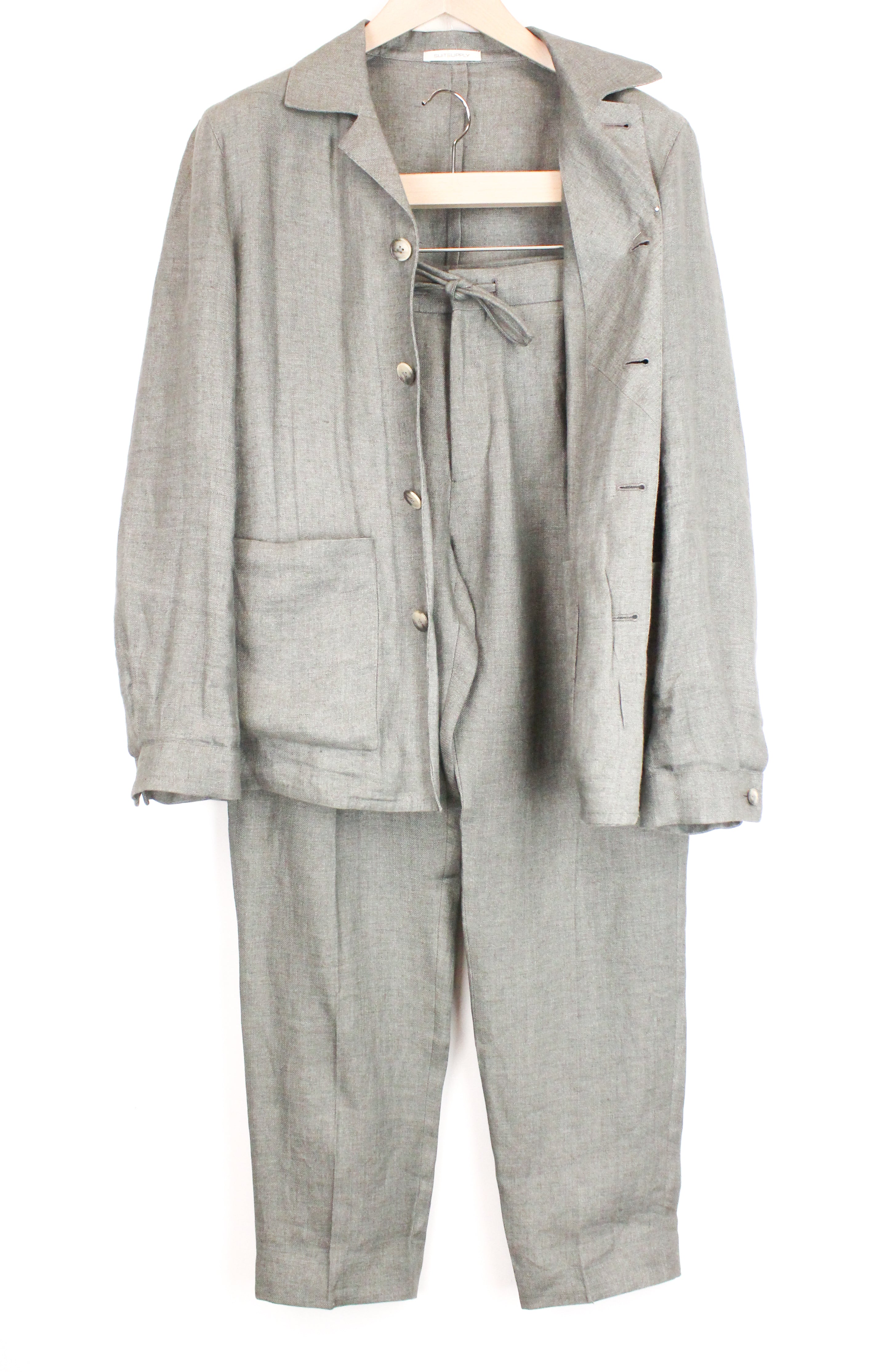 SUITSUPPLY Walter Men's UK36R Lightweight Green Linen 2-Piece Suit