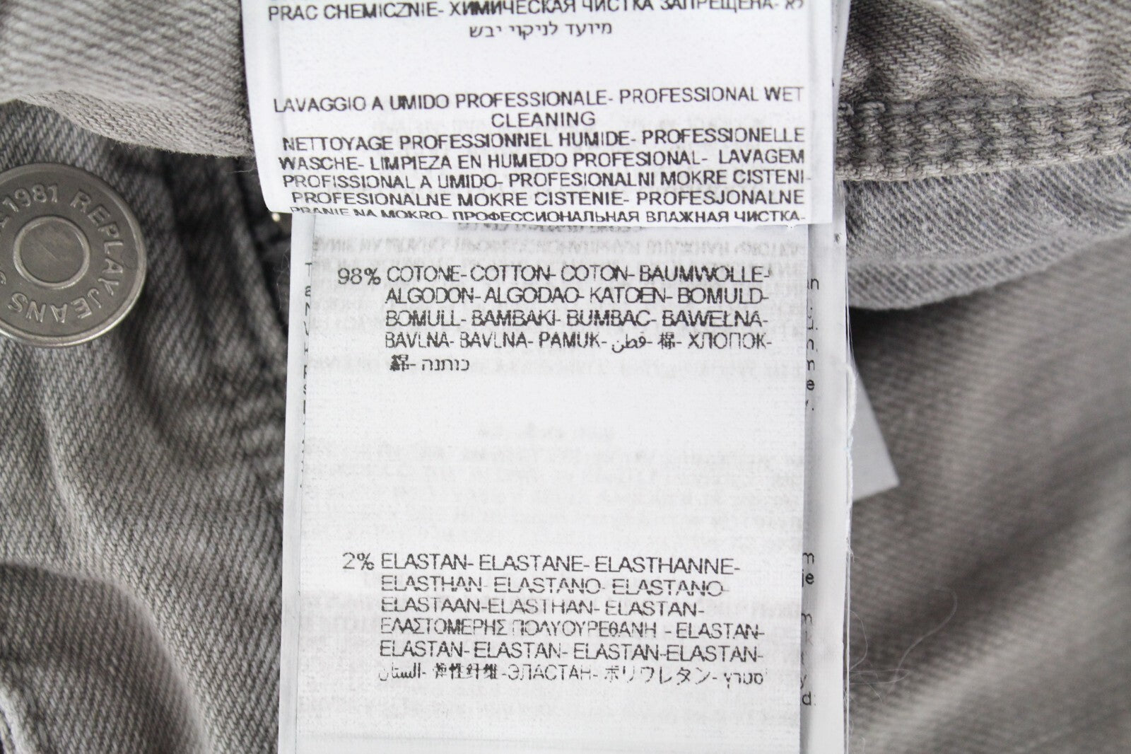 REPLAY Anbass Men Jeans W31/L36 Grey Washed Cotton Slim Fit 5-Pocket Stretch