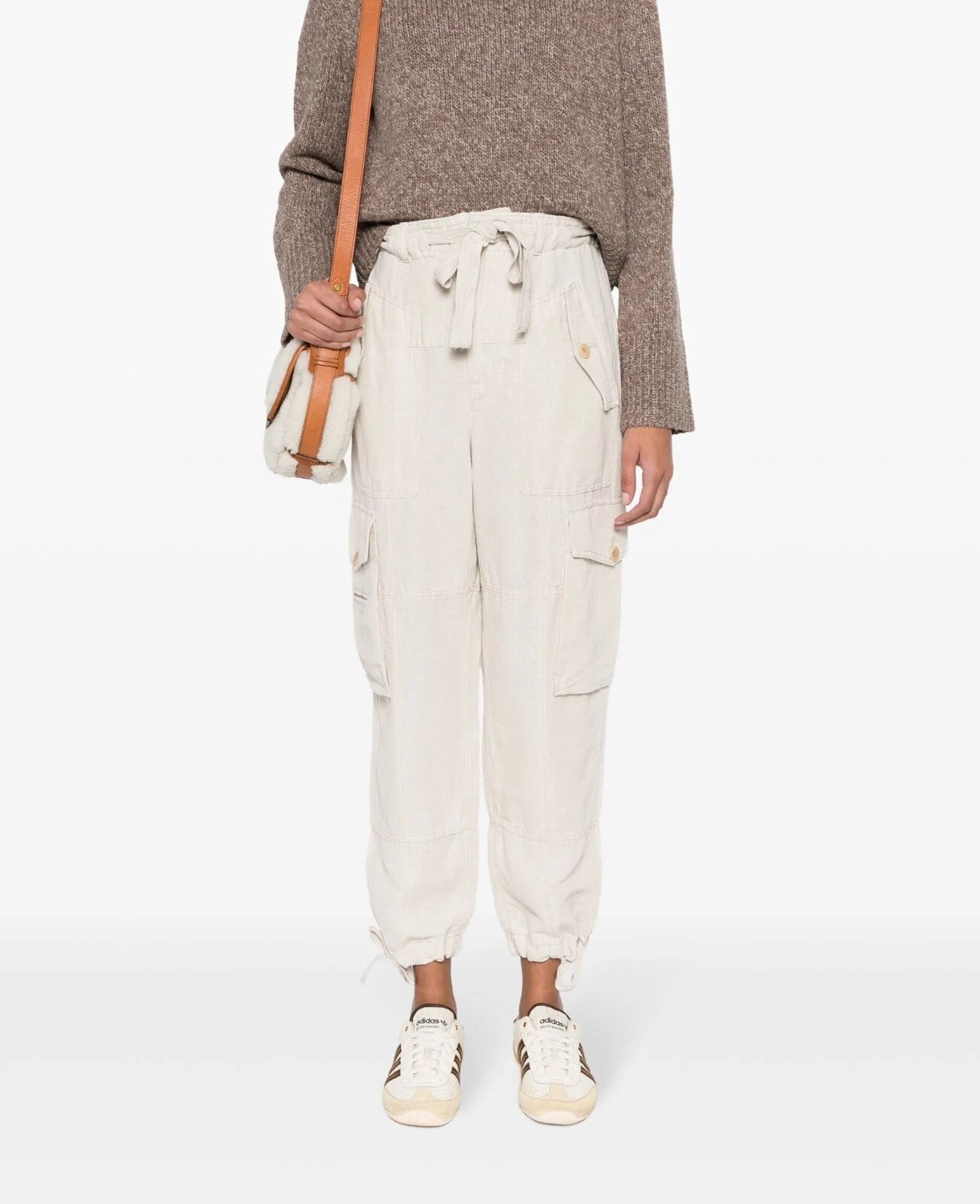 RALPH LAUREN Women Trousers W28 Linen Blend Canvas Cargo Tapered RRP€349