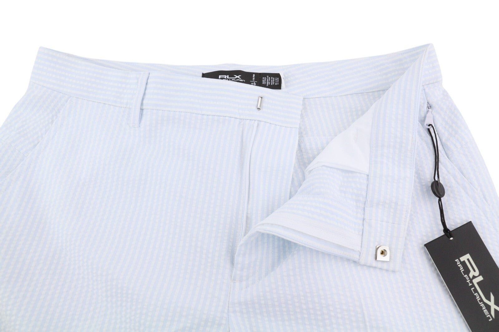 RLX RALPH LAUREN Golf Women Trousers W28 Blue Striped Slim Seersucker RRP€209