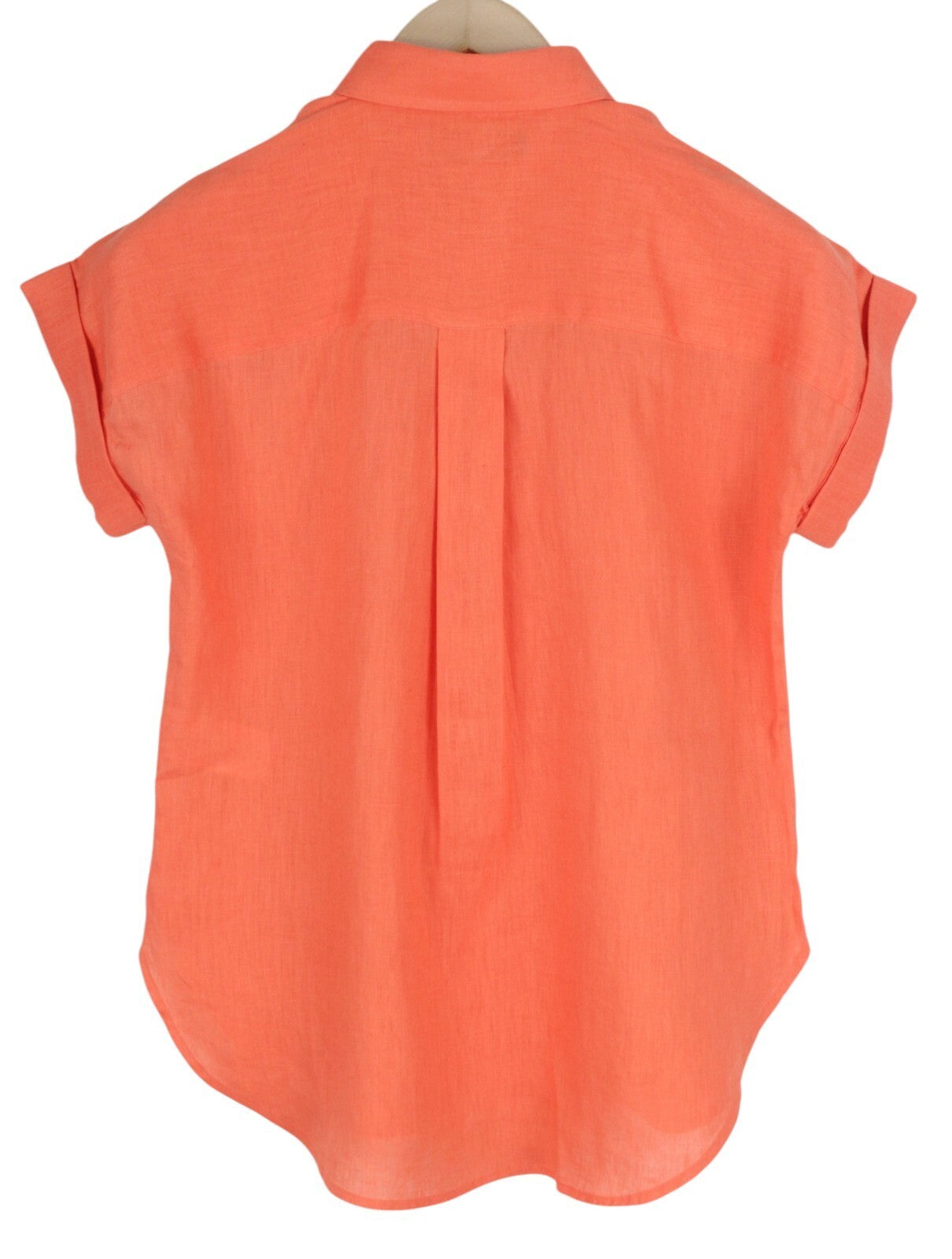 LAUREN RALPH LAUREN Women Shirt 2XS Orange Short Sleeve Linen Buttoned Spread