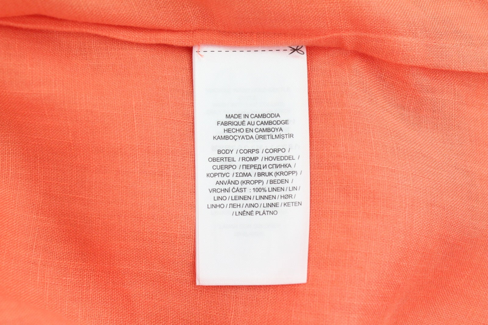 LAUREN RALPH LAUREN Women Shirt 2XS Orange Short Sleeve Linen Buttoned Spread
