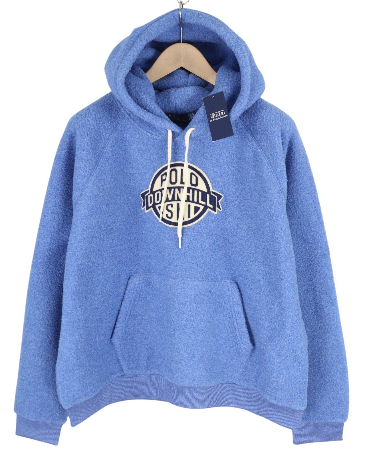 RALPH LAUREN Women Hoodie 2XL Blue Fleece Kangaroo Downhill Ski RRP$158