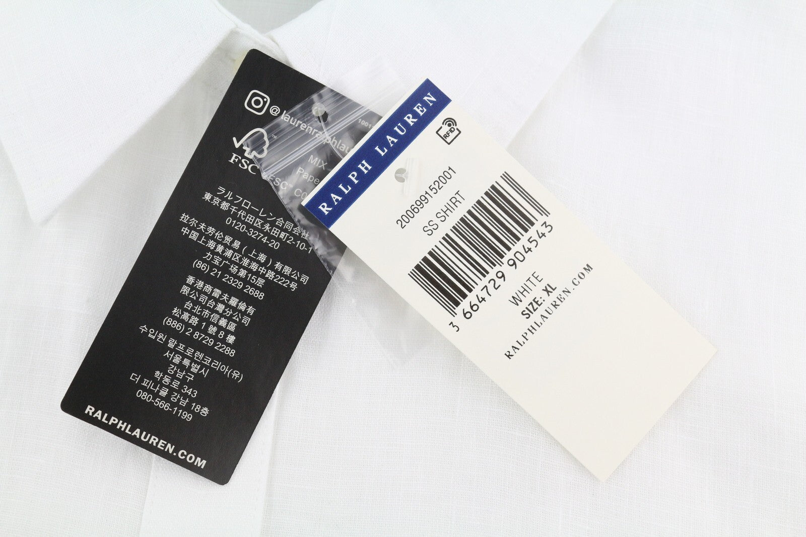 LAUREN RALPH LAUREN Women Shirt XL White Short Sleeve Linen Buttoned Spread