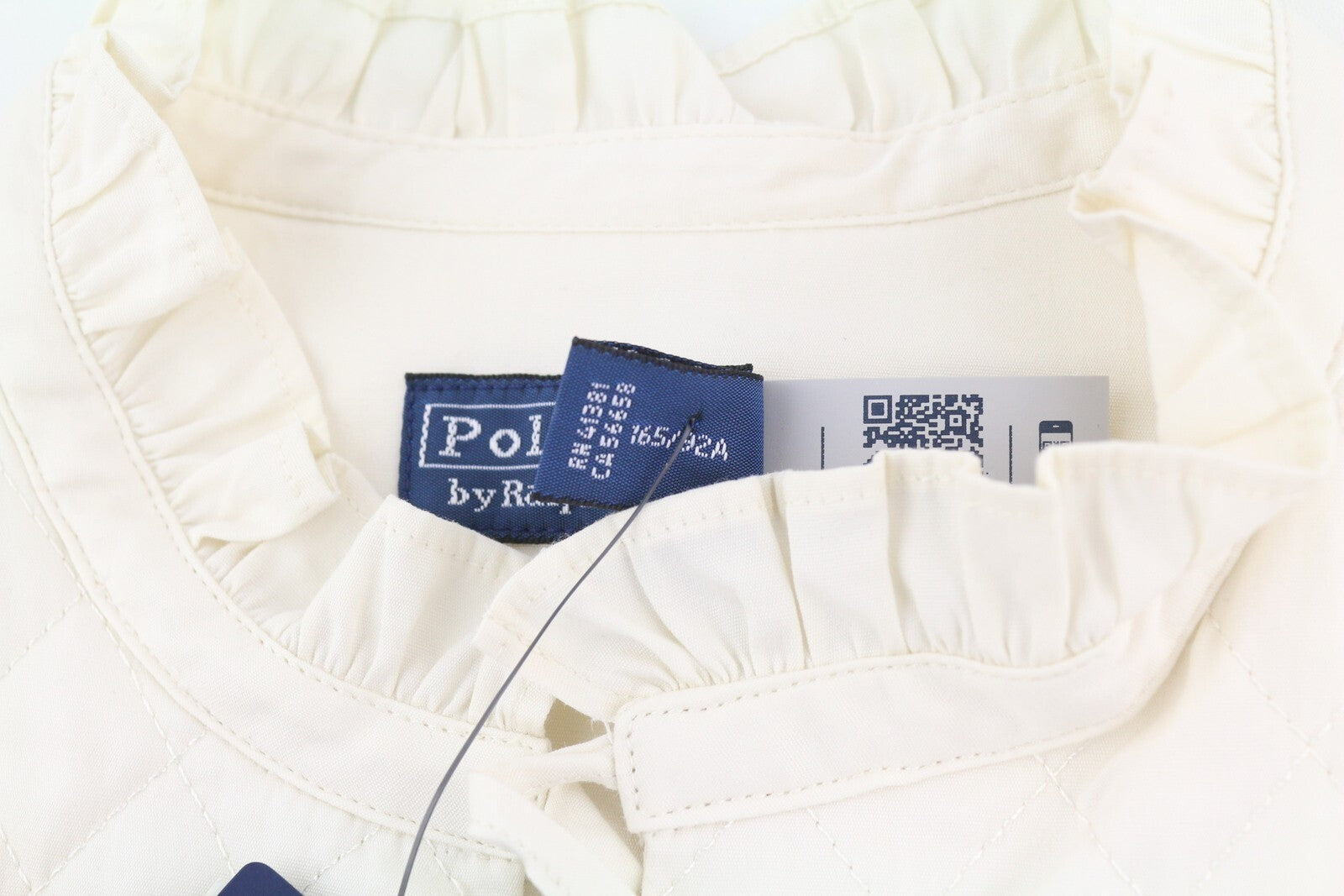 RALPH LAUREN Elia Women Dress S White 3/4 Sleeve Ruffle Collar Cotton Midi