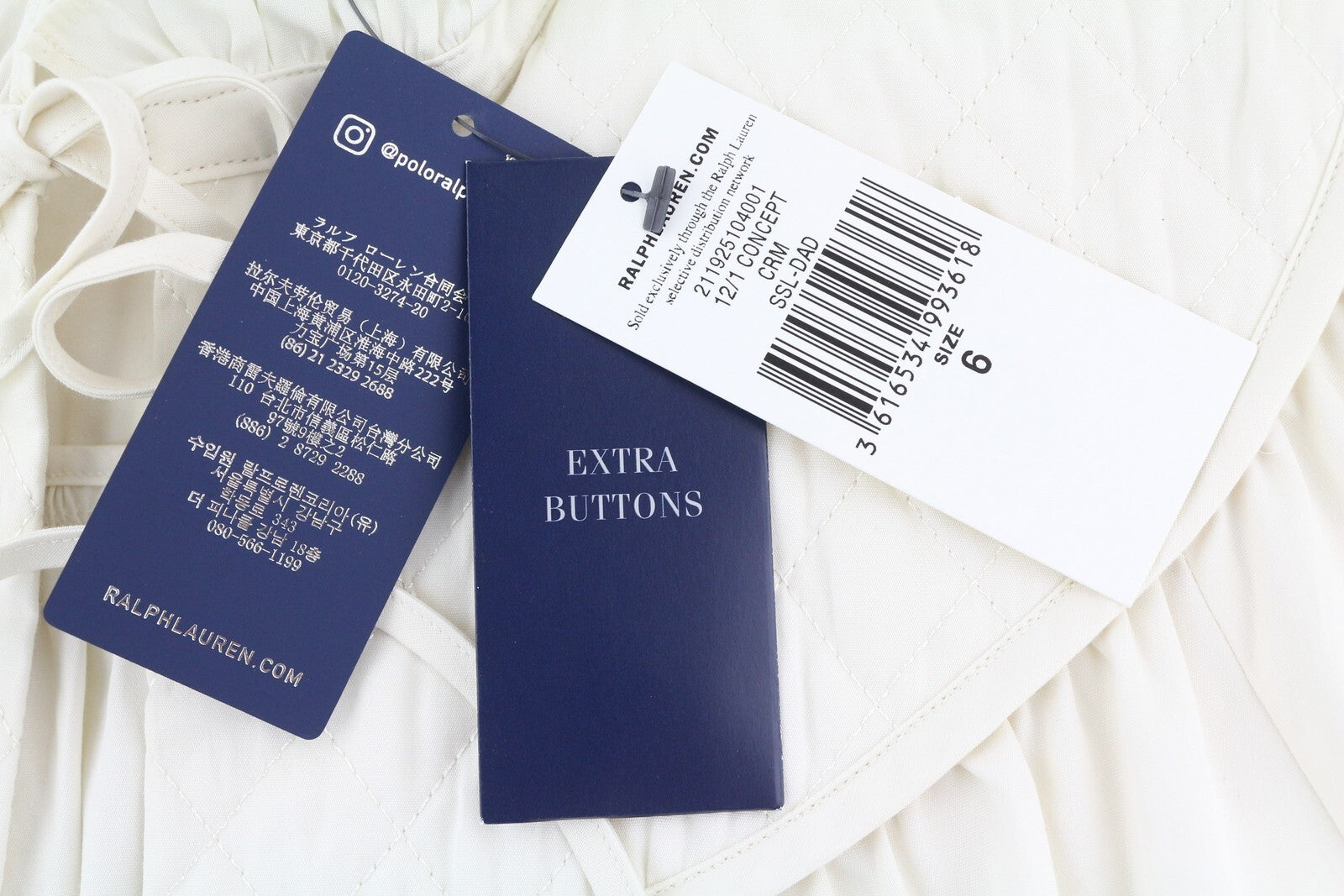 RALPH LAUREN Elia Women Dress S White 3/4 Sleeve Ruffle Collar Cotton Midi