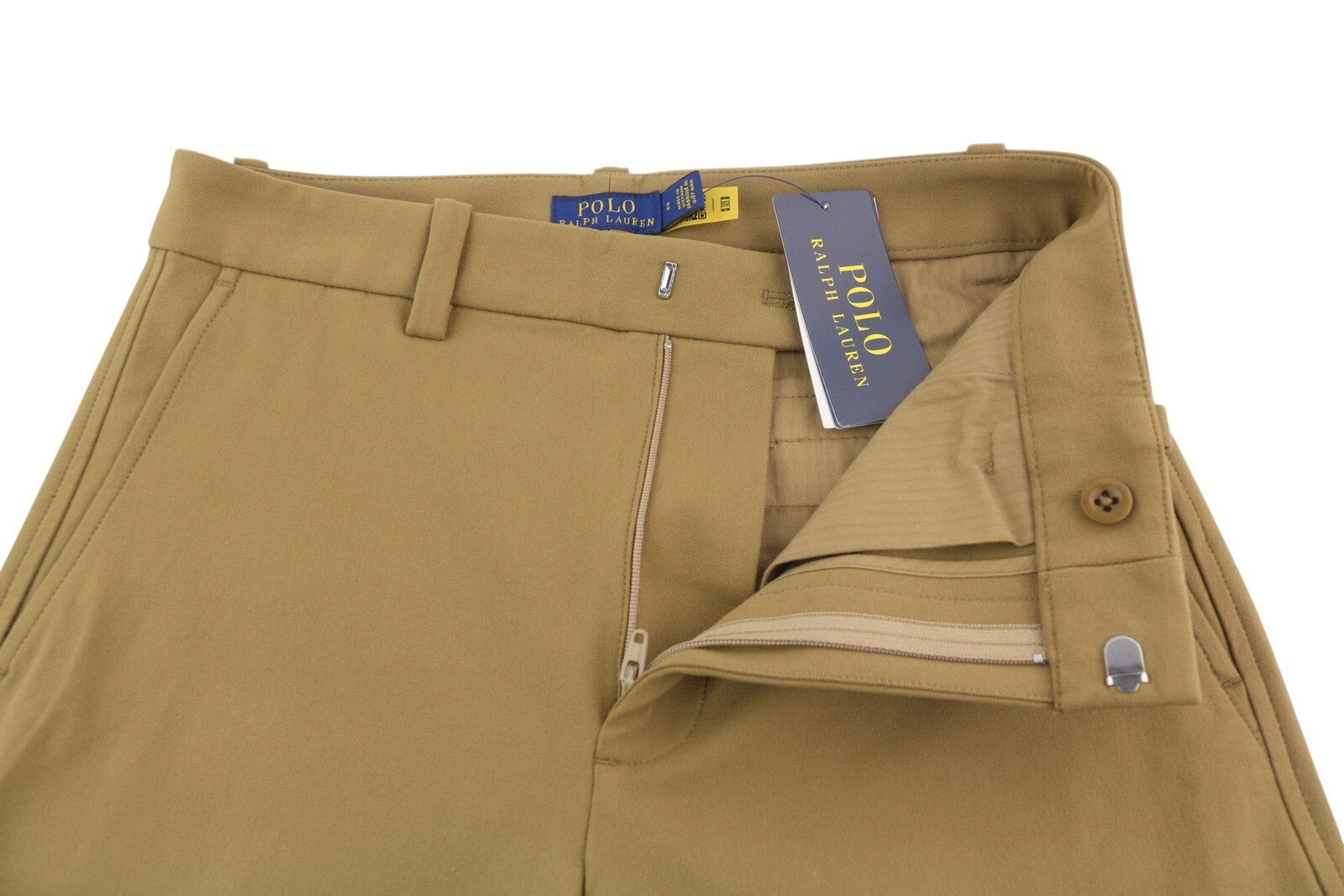 RALPH LAUREN Women Trousers W26 Brown Chino Slim Fit Zip Fly Ankle Casual