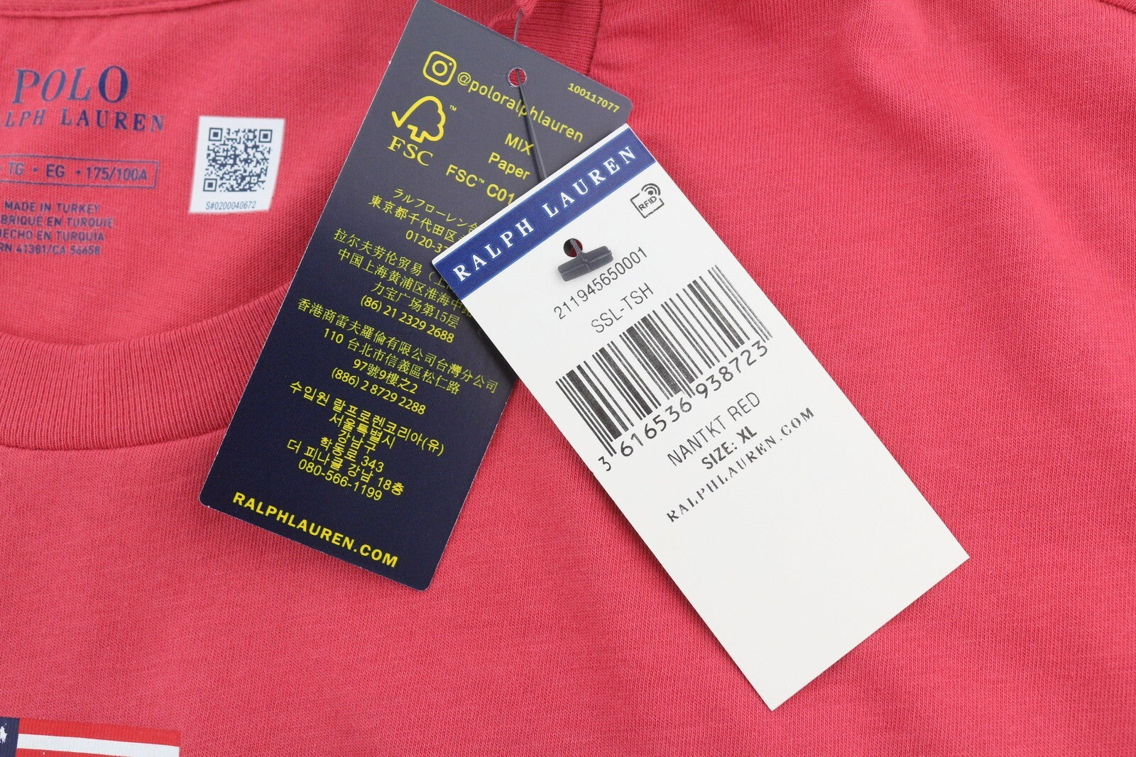 RALPH LAUREN Women T-Shirt XL Red Short Sleeve Crew Neck Tricot Stretch