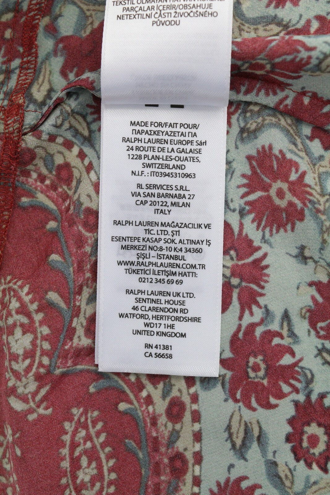 RALPH LAUREN Women Blouse XL Long Sleeve Floral Print Crepe Wrap RRP339