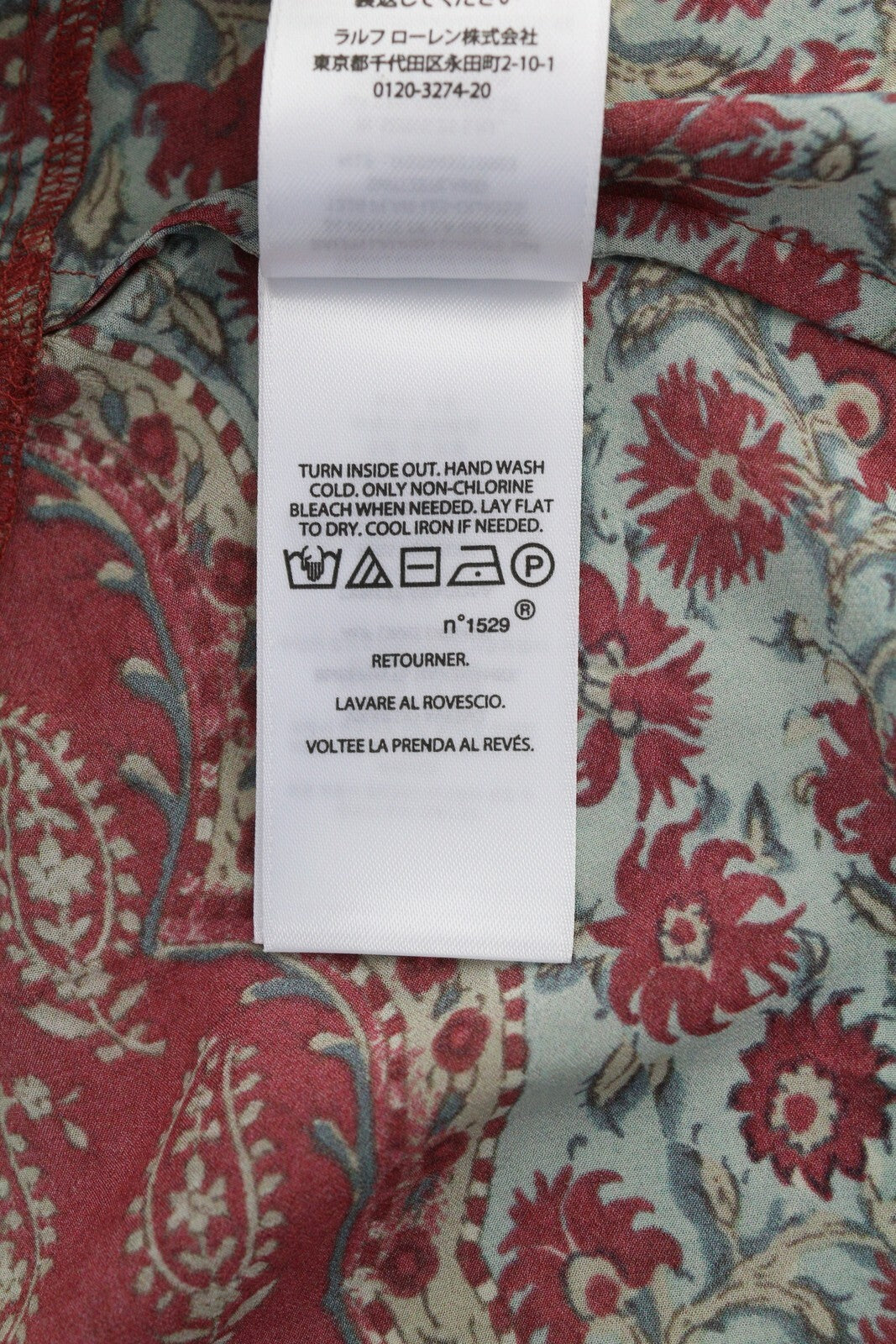 RALPH LAUREN Women Blouse XL Long Sleeve Floral Print Crepe Wrap RRP339