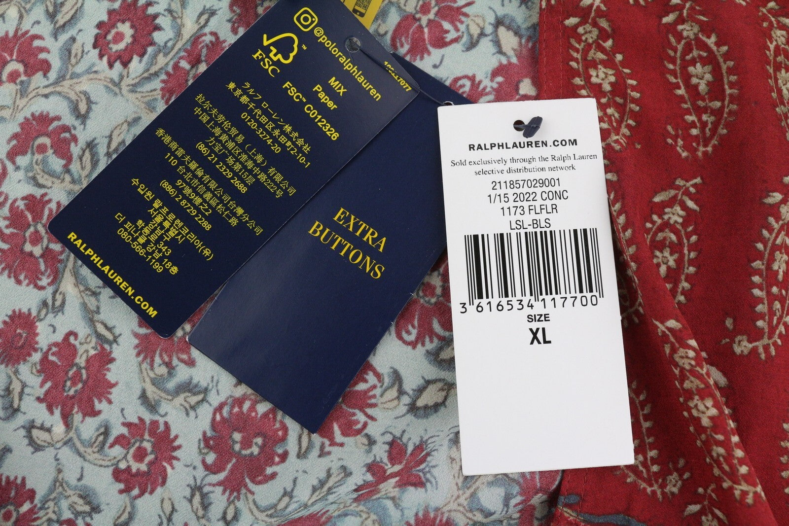 RALPH LAUREN Women Blouse XL Long Sleeve Floral Print Crepe Wrap RRP339