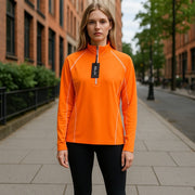 RLX RALPH LAUREN Golf Women Sweatshirt M Orange Pullover Half Zip Neck Jersey