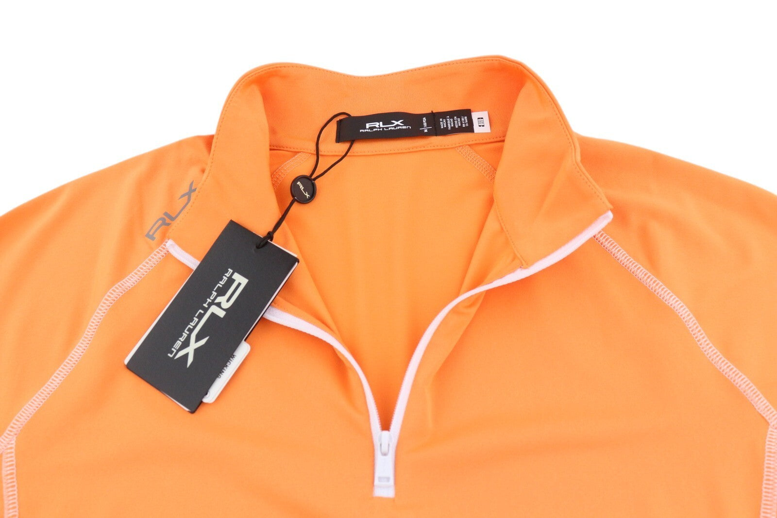 RLX RALPH LAUREN Golf Women Sweatshirt M Orange Pullover Half Zip Neck Jersey