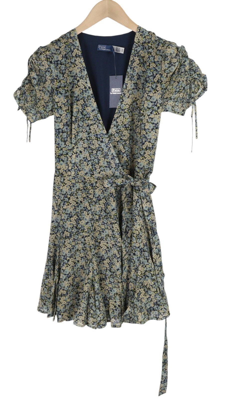 RALPH LAUREN Women Dress XS Short Sleeve Floral Printed Wrap Mini RRP€390