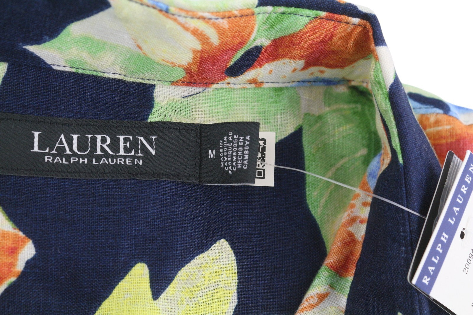 LAUREN RALPH LAUREN Women Shirt M Short Sleeve Buttoned Linen Floral RRP€169