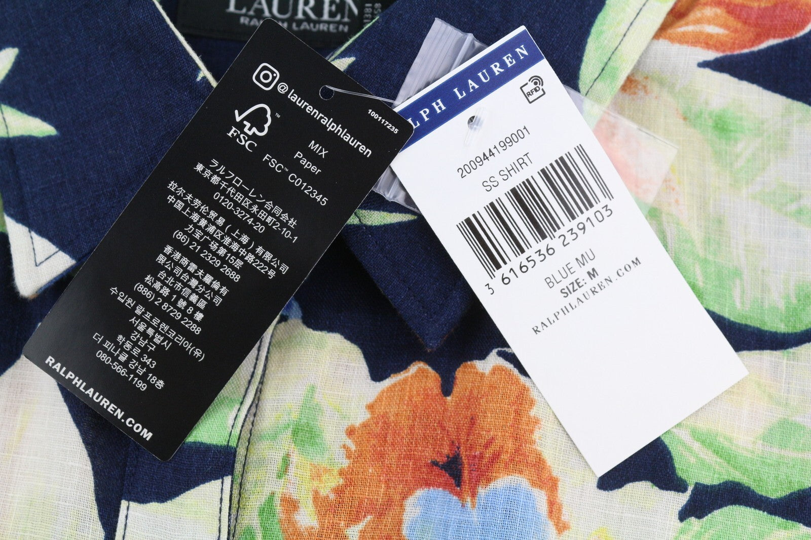 LAUREN RALPH LAUREN Women Shirt M Short Sleeve Buttoned Linen Floral RRP€169