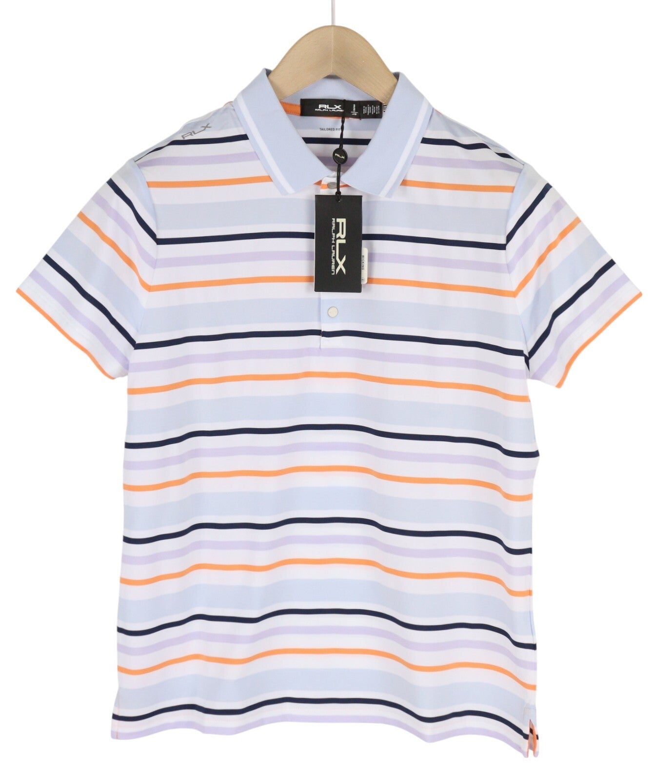RLX RALPH LAUREN Golf Women T-Shirt L Multicoloured Short Sleeve Striped Polo