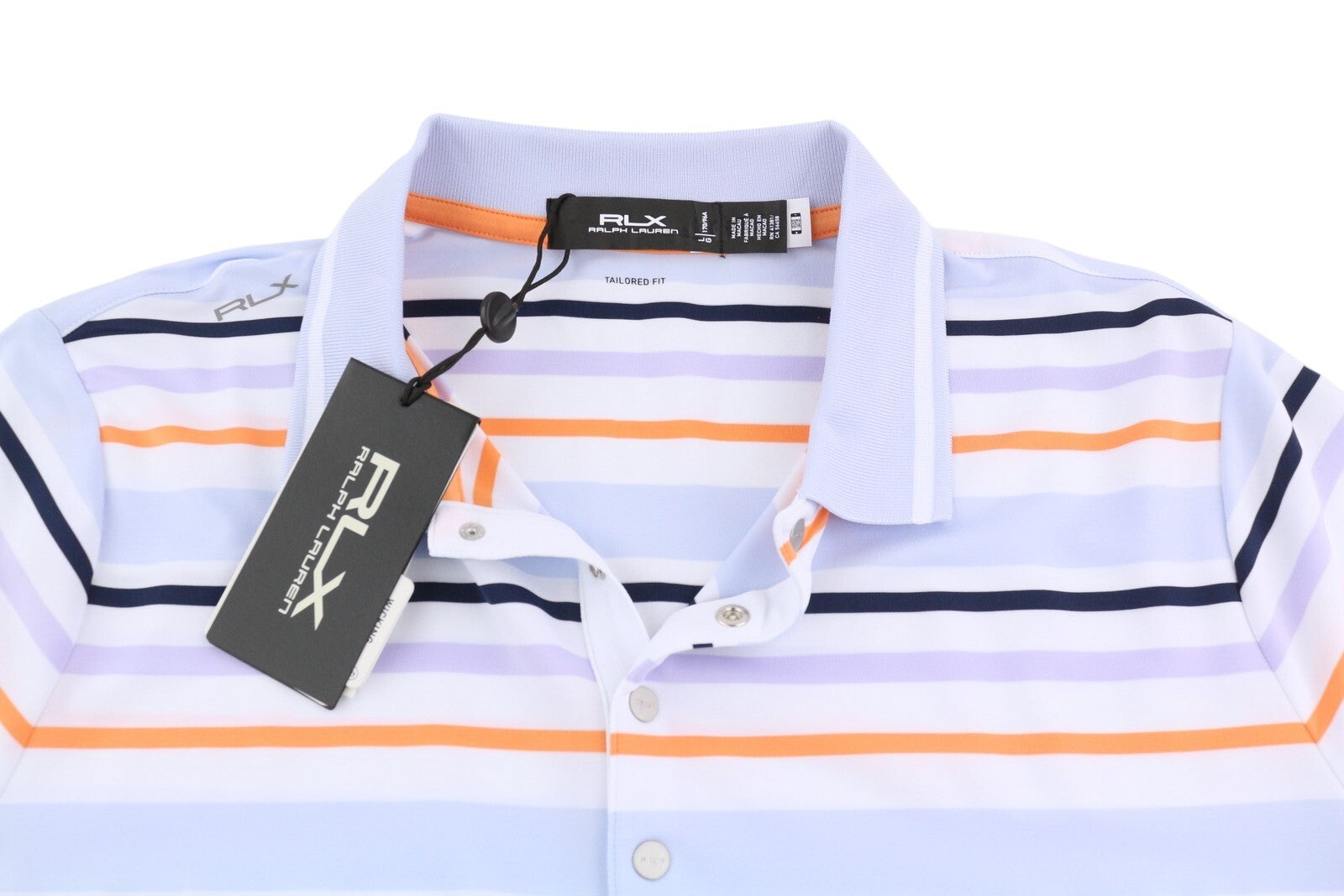 RLX RALPH LAUREN Golf Women T-Shirt L Multicoloured Short Sleeve Striped Polo