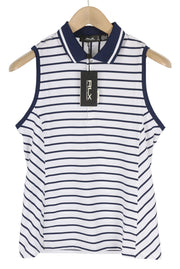 RLX RALPH LAUREN Golf Women T-Shirt S White Sleeveless Polo Neck Tailored Fit