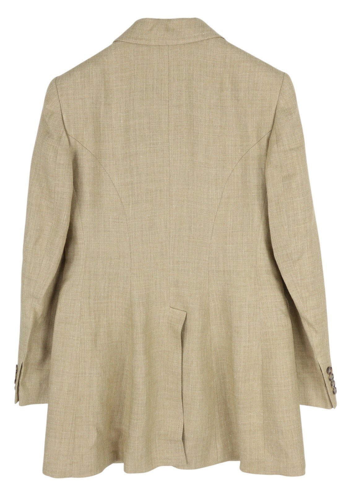 RALPH LAUREN Women Blazer XS Beige Silk Linen Buttoned Notch Longer RRP€675