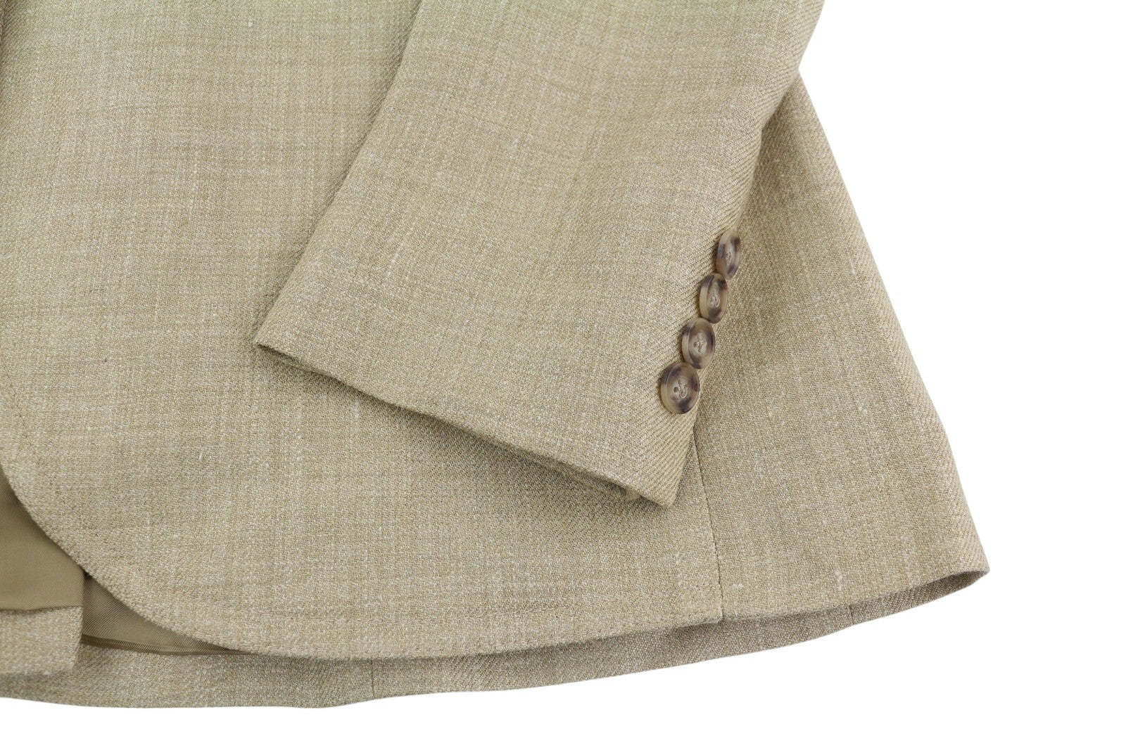RALPH LAUREN Women Blazer XS Beige Silk Linen Buttoned Notch Longer RRP€675