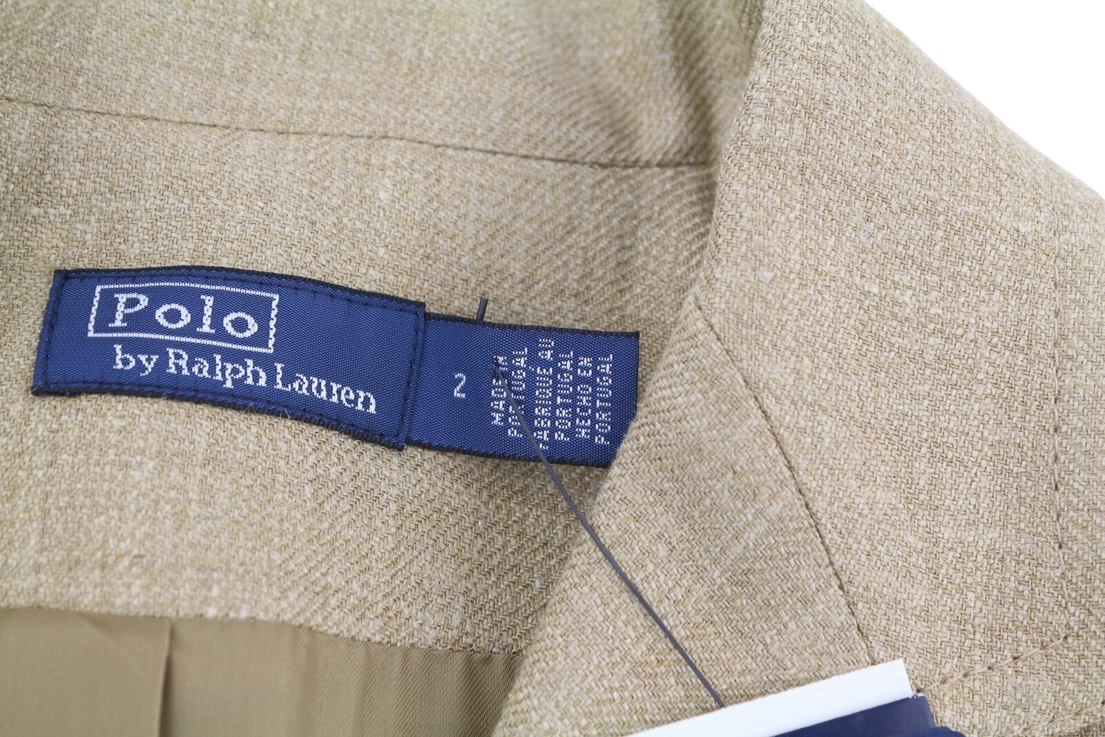 RALPH LAUREN Women Blazer XS Beige Silk Linen Buttoned Notch Longer RRP€675