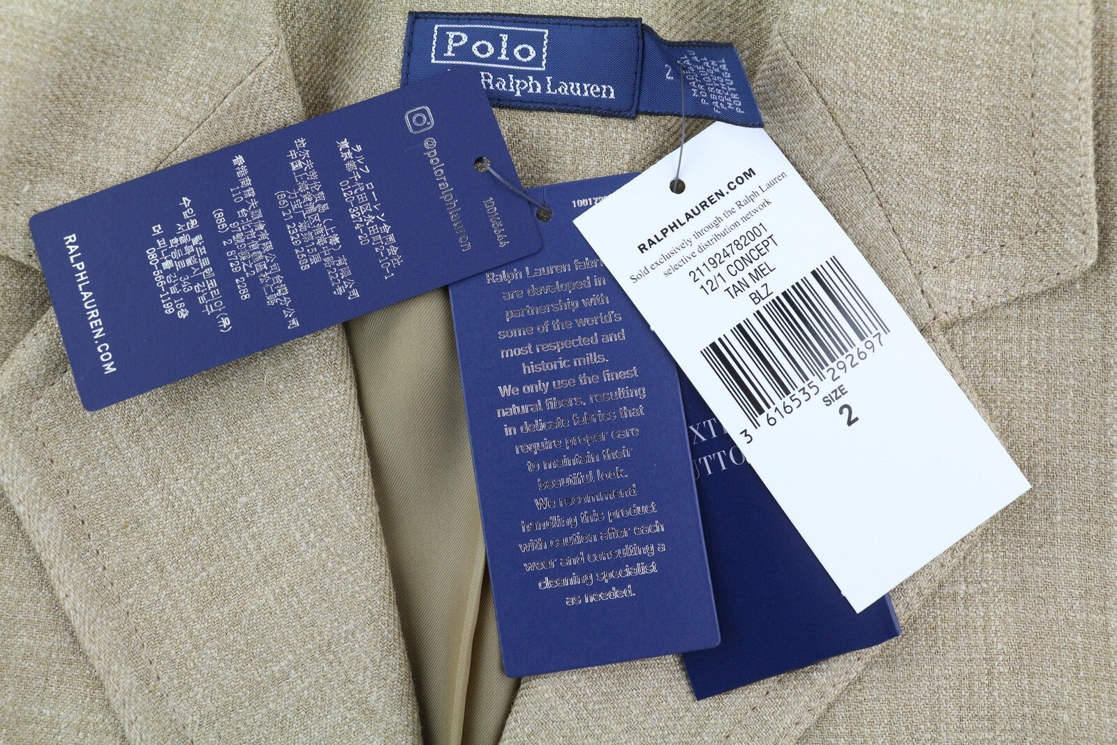 RALPH LAUREN Women Blazer XS Beige Silk Linen Buttoned Notch Longer RRP€675