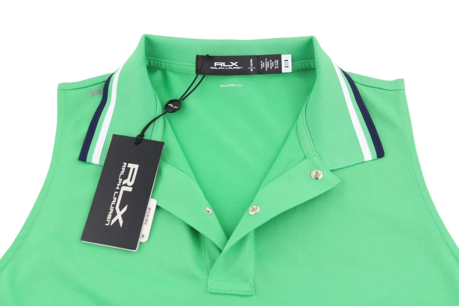 RLX RALPH LAUREN Golf Women T-Shirt M Green Sleeveless Polo Tailored Fit RRP$179