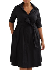 LAUREN RALPH LAUREN Finnbarr Women Dress 3XL Black Short Sleeve Buttoned Midi