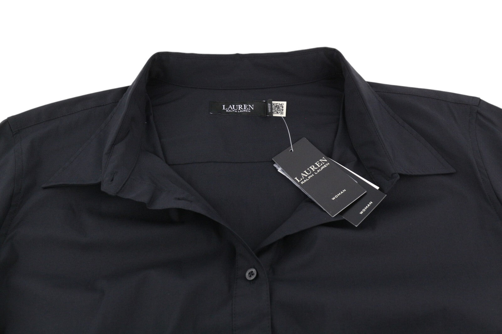 LAUREN RALPH LAUREN Finnbarr Women Dress 3XL Black Short Sleeve Buttoned Midi