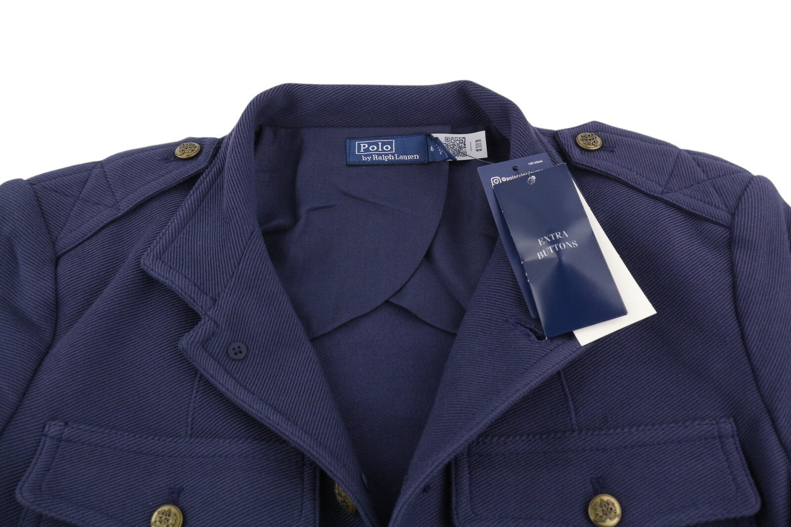 RALPH LAUREN Women Blazer S Dark Blue Patch Pockets Textured Button RRP€229