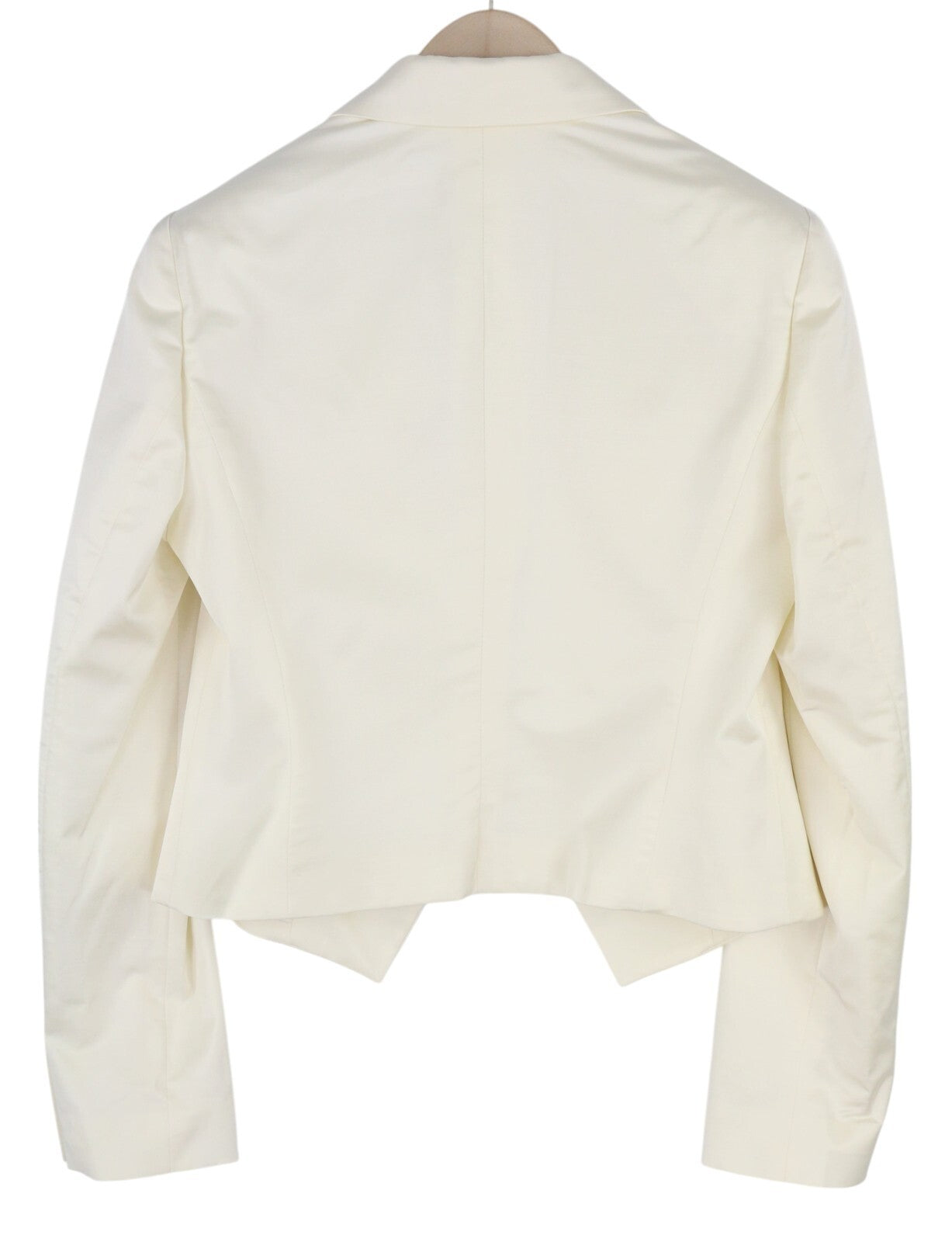 RALPH LAUREN Women Blazer S White Wool Blend Cropped Peak Lapel RRP$963