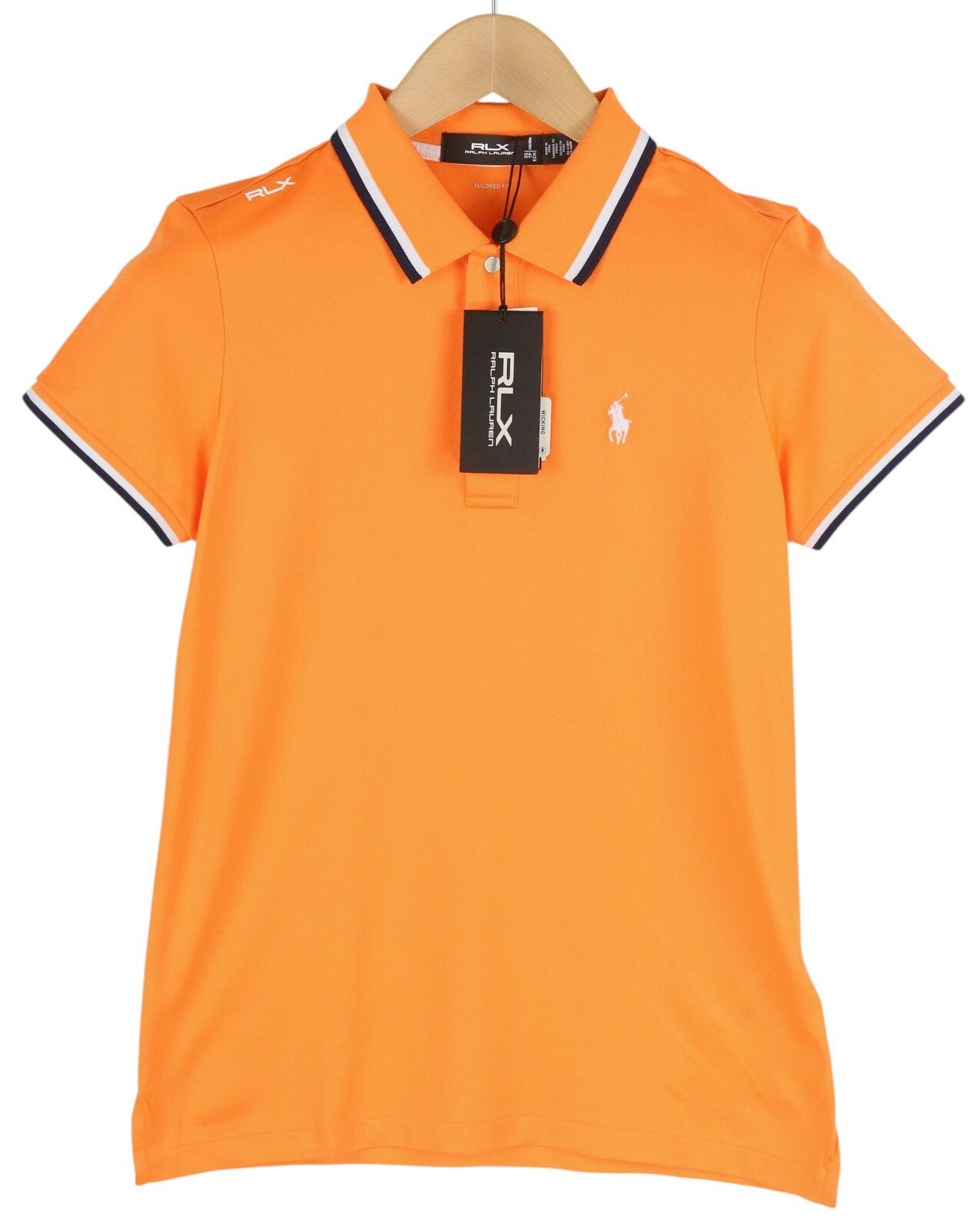 RLX RALPH LAUREN Golf Women T-Shirt XS Orange Short Sleeve Polo Wicking RRP€140