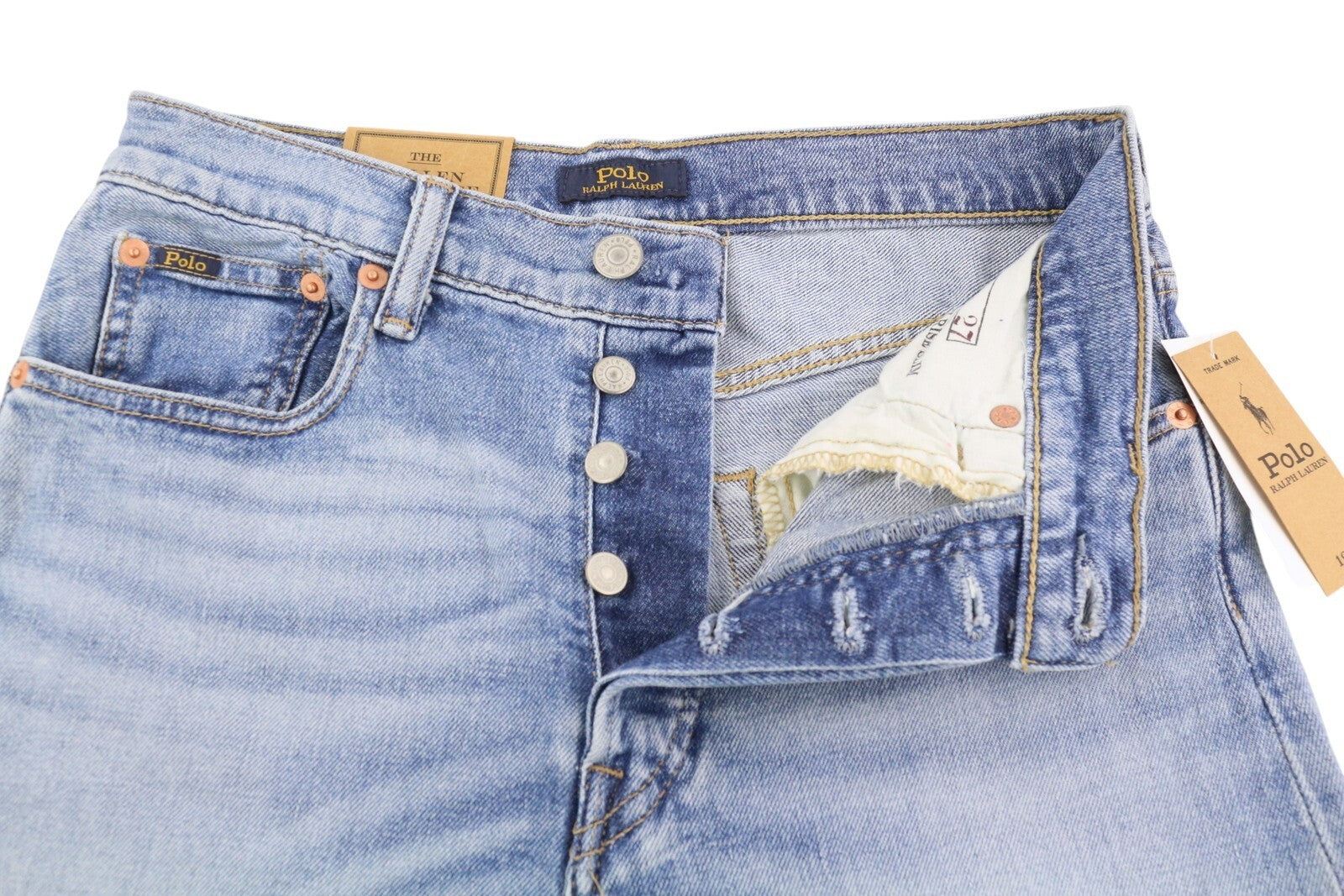 RALPH LAUREN Callen Women Jeans W27 Washed Blue High Rise Slim Fit Button