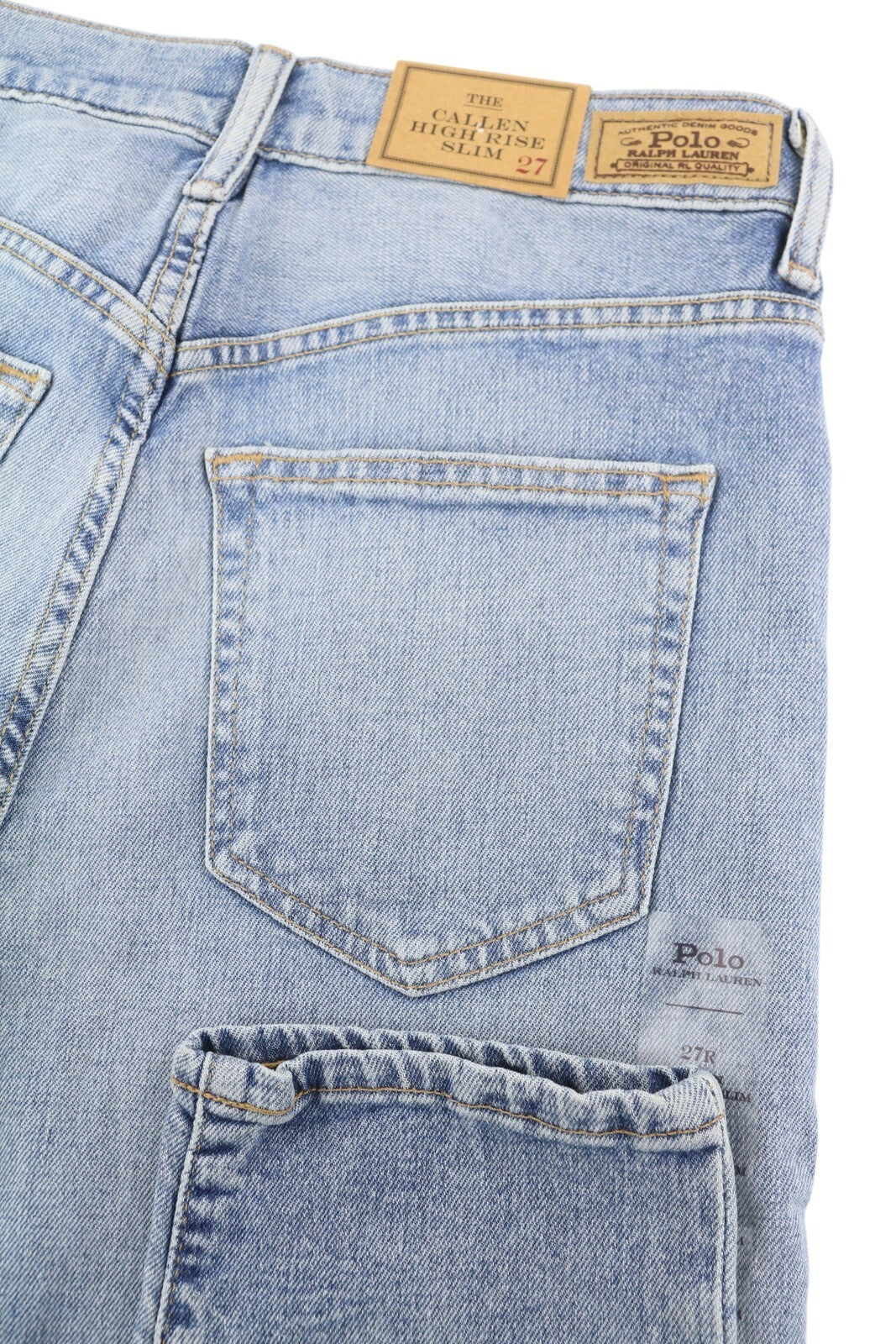 RALPH LAUREN Callen Women Jeans W27 Washed Blue High Rise Slim Fit Button