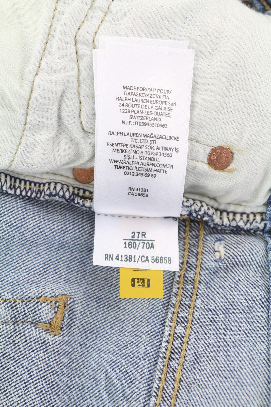 RALPH LAUREN Callen Women Jeans W27 Washed Blue High Rise Slim Fit Button