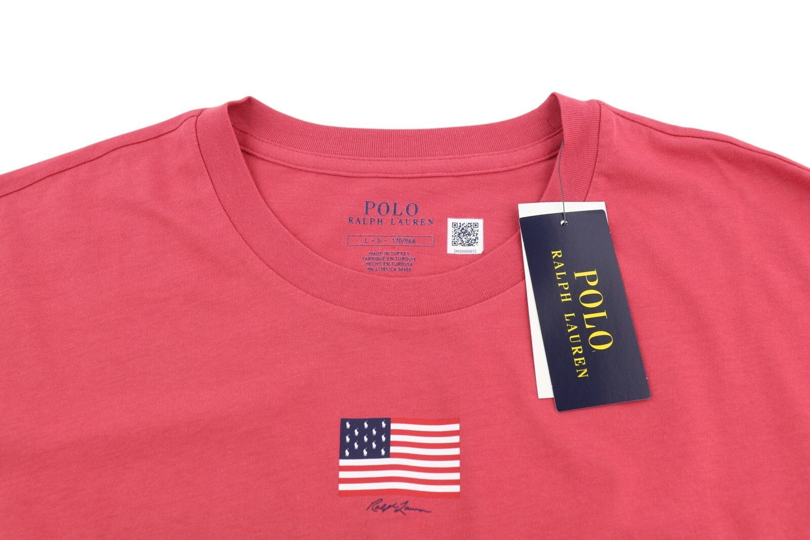 RALPH LAUREN Women T-Shirt L Red Short Sleeve Crew Neck Tricot Stretch