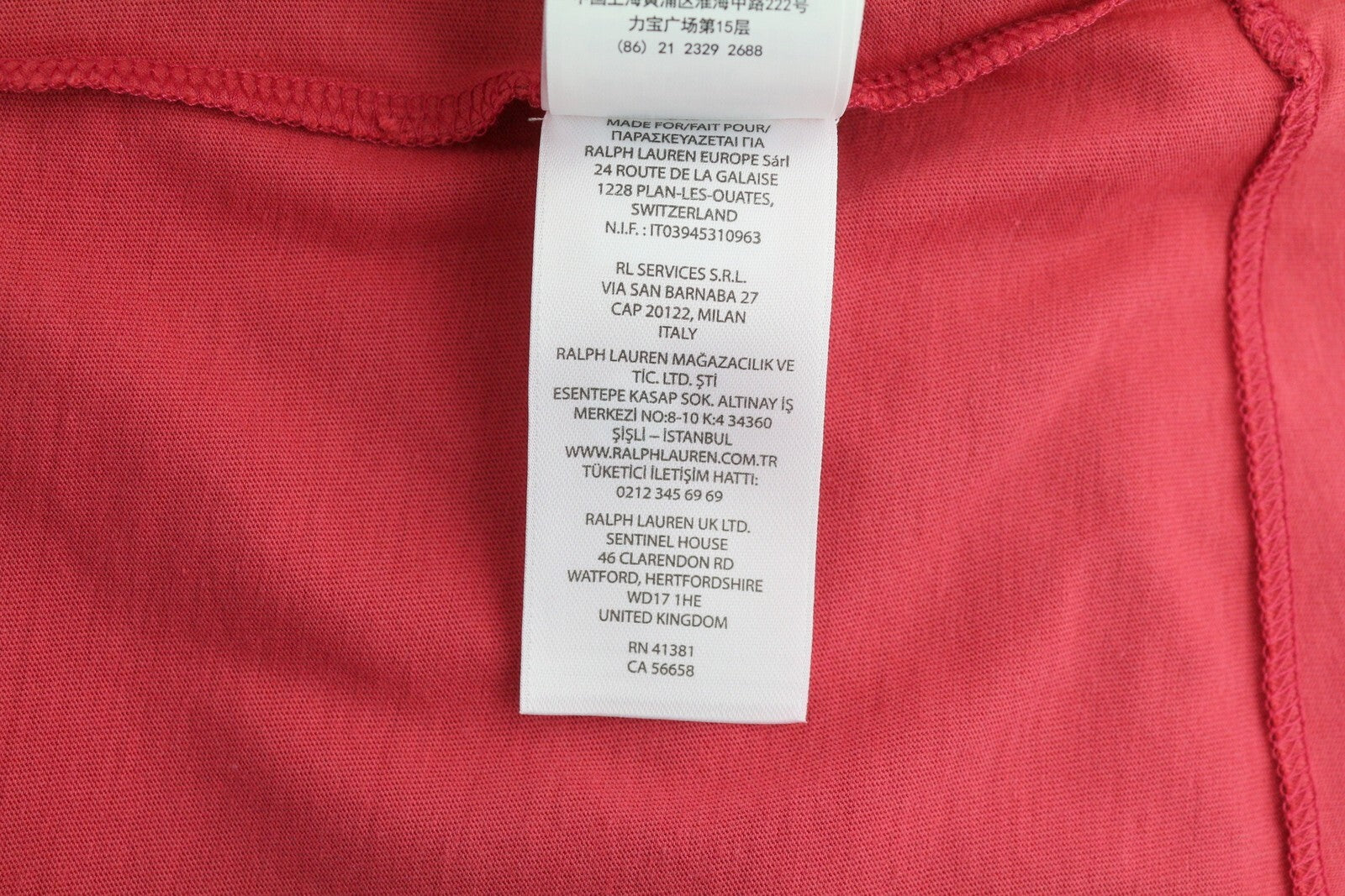 RALPH LAUREN Women T-Shirt L Red Short Sleeve Crew Neck Tricot Stretch